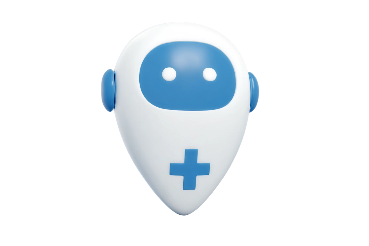 Doctena Virtual Assistant — friendly robot character